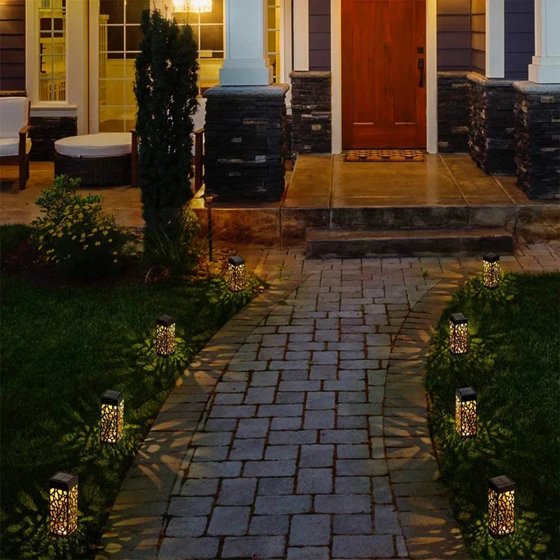 Solar Lawn Lights Outdoor Waterproof Garden Decoration LED Hollow Openwork Projection Light Yard Balcony Path Retro Night Lamp