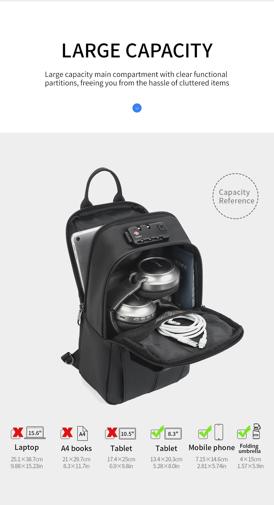 Tigernu Chest Bag Men 9.7inch IPad Pack Korean Style Shoulder Bag Waterproof Crossbody Bag Men's Anti-Theft Pack TSA