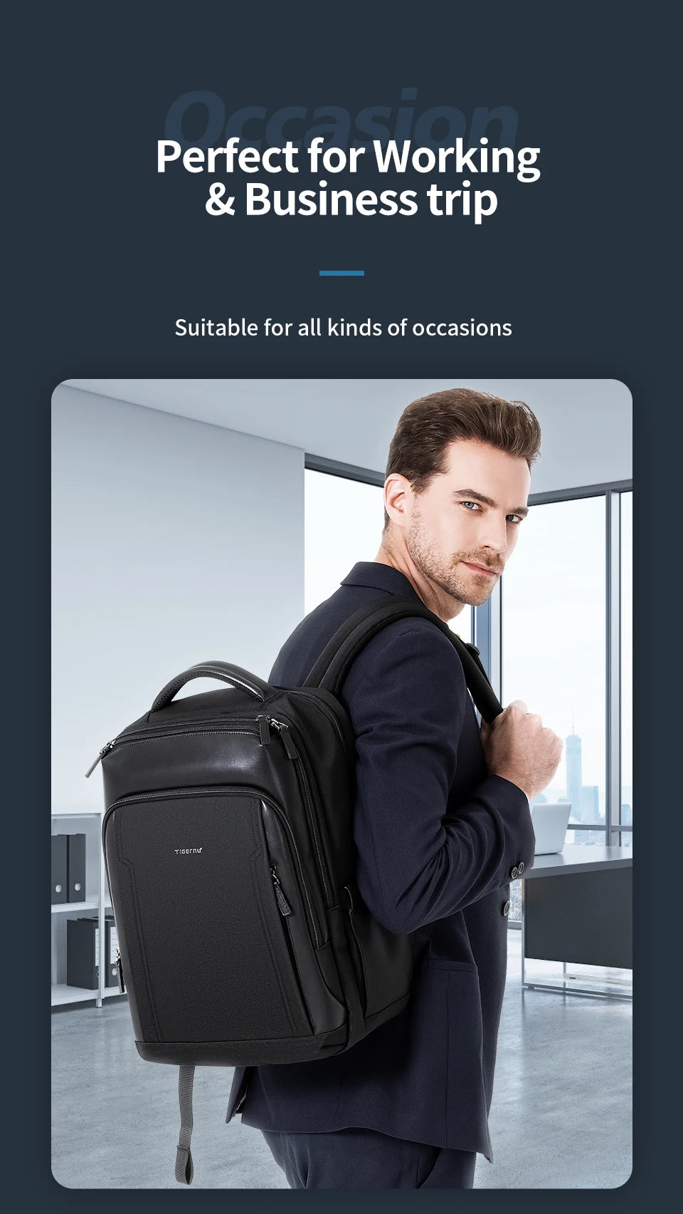 Tigernu Travel Backpacks for Men 14 15.6 17inch Laptop Backpacks Business Backpack Bags for Travel Knapsack Schoolbag
