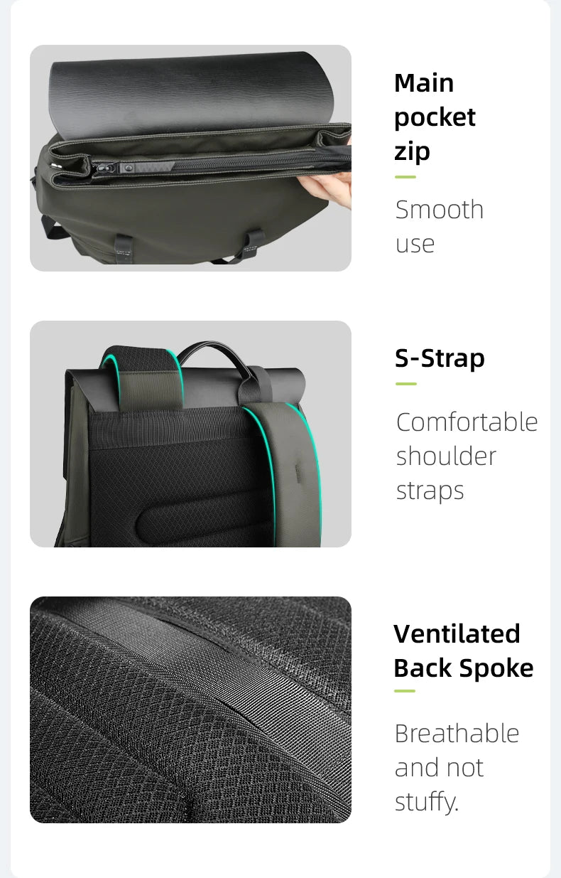HK Large Travel Backpack for Men Vintage Business Backpack Waterproof 15.6 inch Laptop School Bag Multifunction Hiking Rucksuck