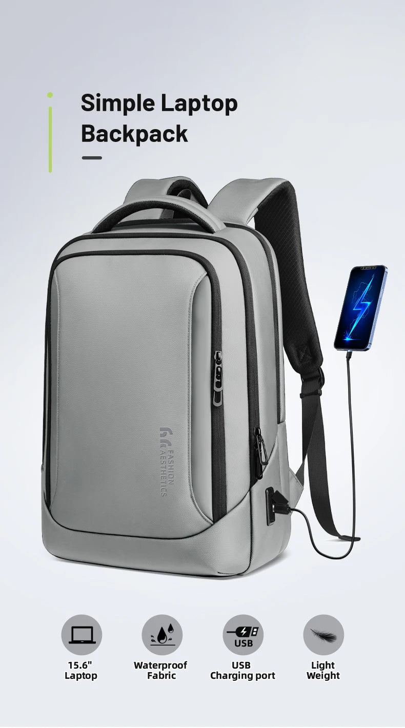 HK Large Commute Backpack Durable Casual Daypack Business Backpack Men Male Waterproof 15.6 Inch Laptop Bag Daily College Travel