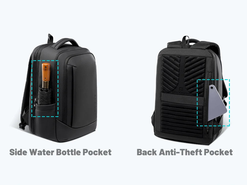 HK Business Backpack with USB Port 17 inch Laptop Bags for Men Waterproof Commute Daypack Large Capacity Travel Office Backpack