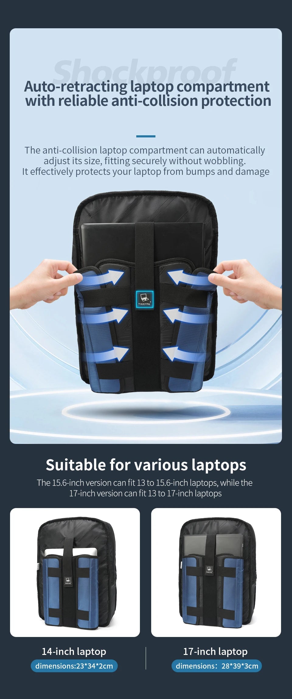 Tigernu Travel Backpacks for Men 14 15.6 17inch Laptop Backpacks Business Backpack Bags for Travel Knapsack Schoolbag