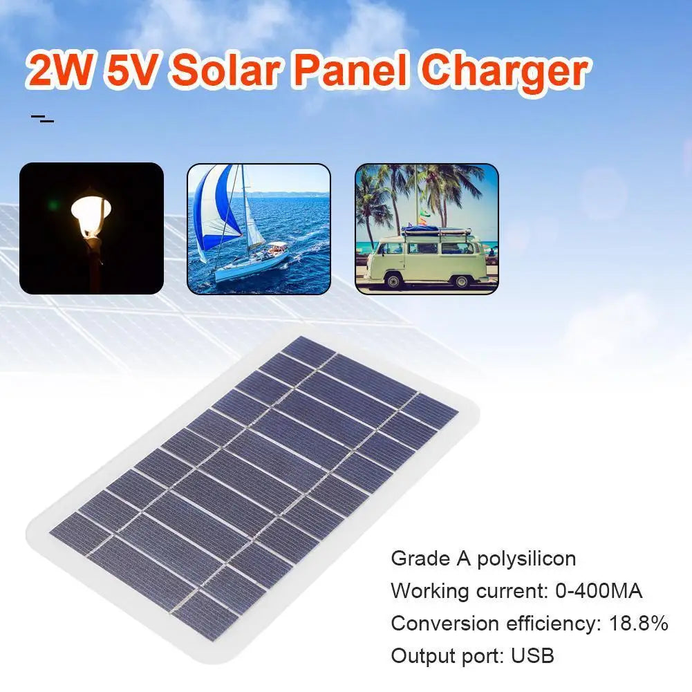 5V 2W Solar Panel Output USB Outdoor Portable Solar System Mobile Phone Chargers