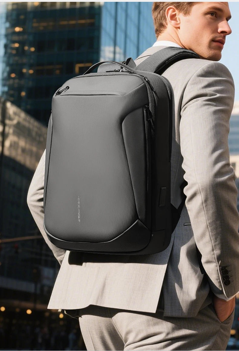 HK Minimalist Business Backpack Men Large Capacity Travel Backpack Waterproof 15.6 inch Laptop Bag with USB Port Daily Rucksack