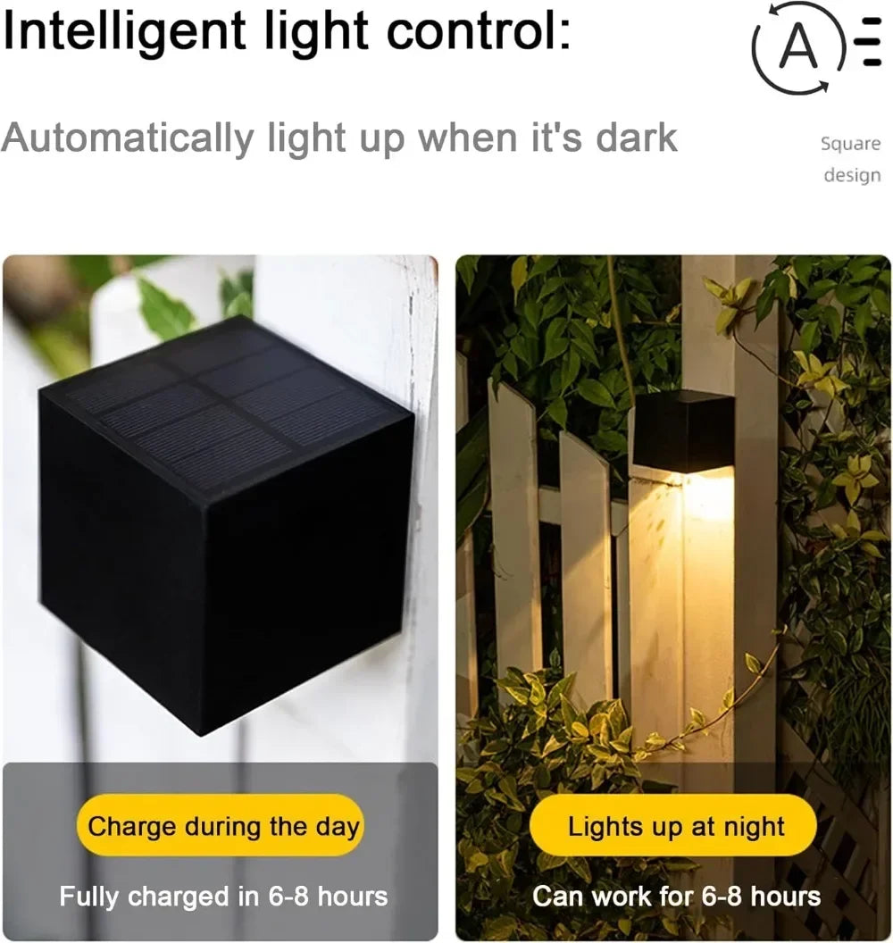 Solar Lights for Outdoor Solar Wall Lights Garden LED Solar Light Wireless Waterproof Fence Lighting for Porch Path Garage