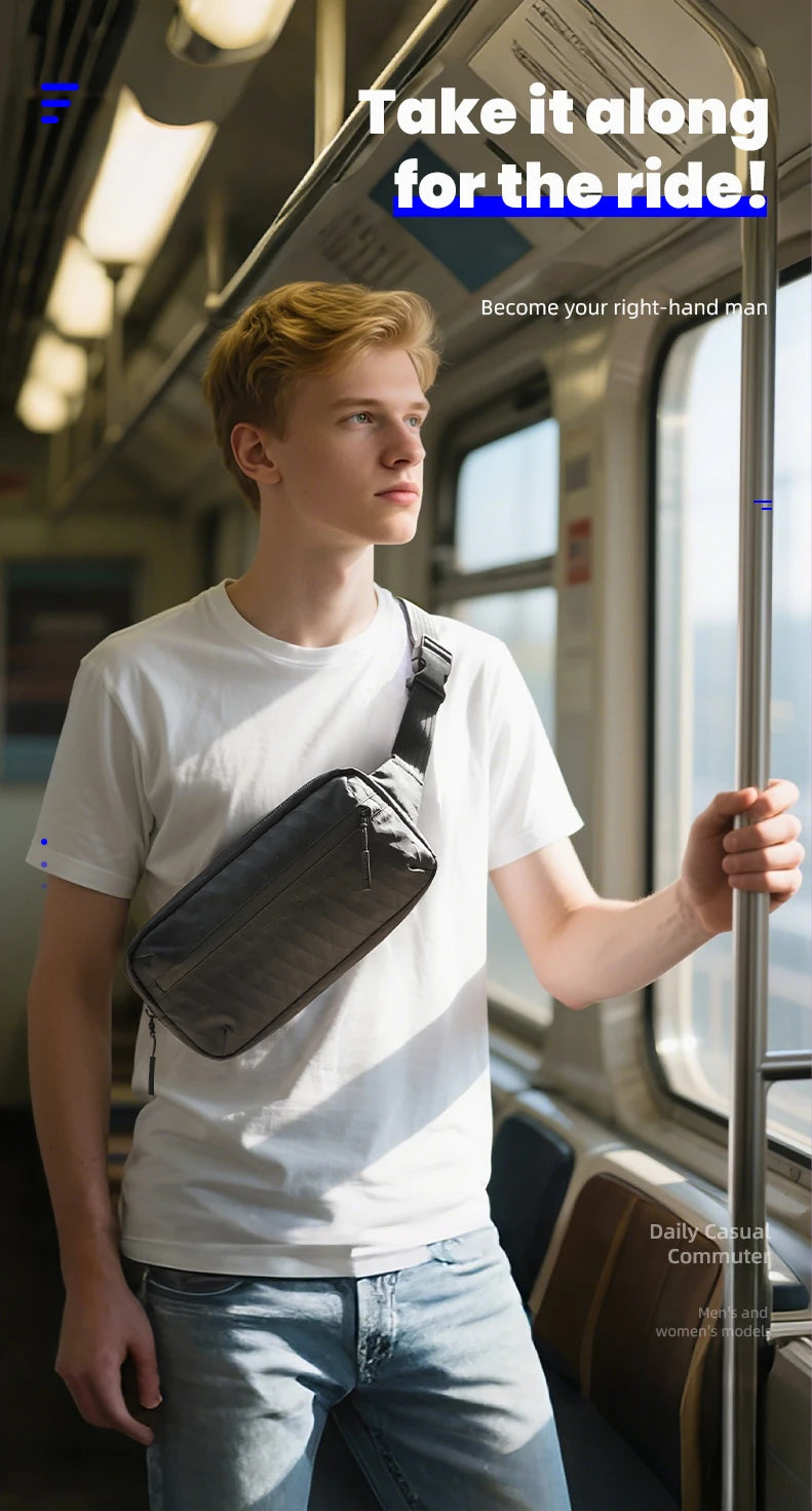 HK Sling Bag for Men X-Pac Fabric Crossbody Bag Small Men's Shoulder Bag Waterproof Chest Bag Ultra-light Fanny Pack Phone Pouch