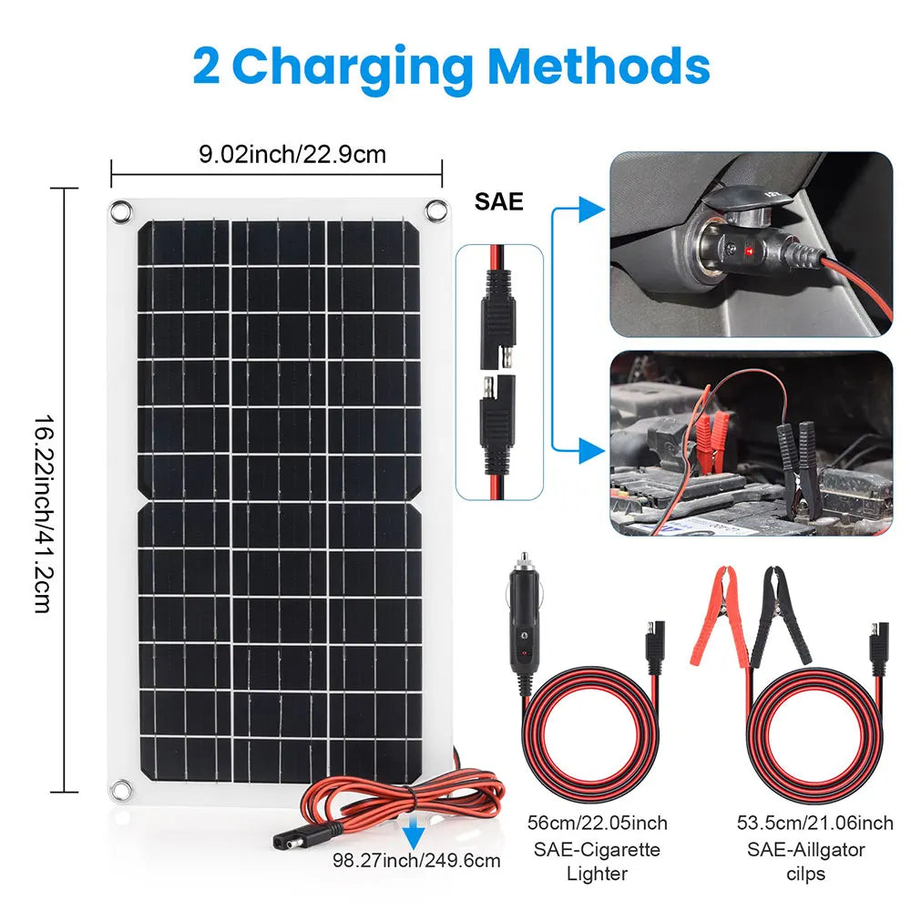 Soshine 12V 15W Solar Panel Battery Charger Maintainer Smart 3-Stage Solar Panel Trickle Charger with LED Indicator & 2 Methods