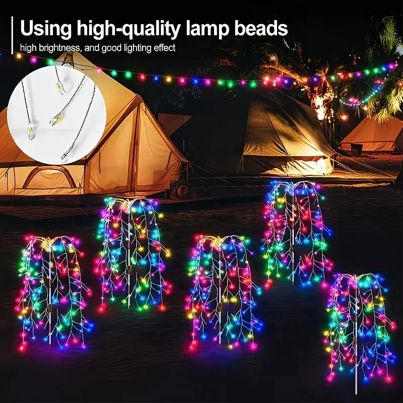 Solar Willow Lawn Lights Outdoor Waterproof for Courtyard Garden Terrace Balcony Wedding Festival Outside Decorative Lights