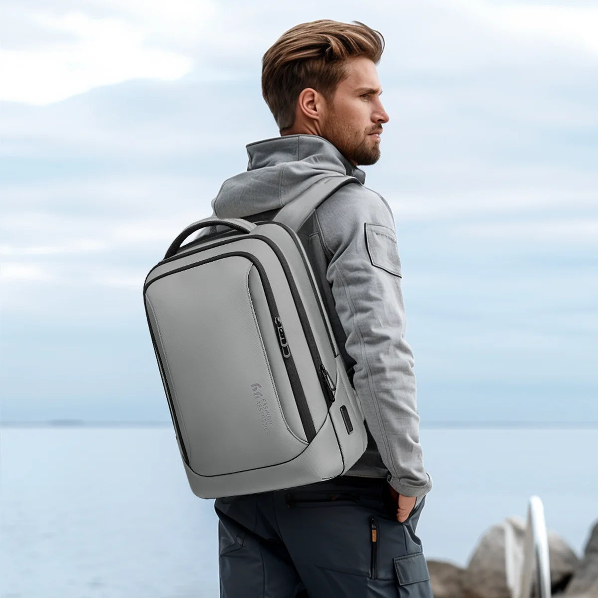 HK Large Commute Backpack Durable Casual Daypack Business Backpack Men Male Waterproof 15.6 Inch Laptop Bag Daily College Travel