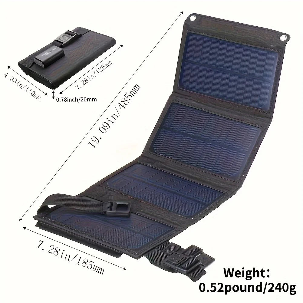 Portable USB Foldable Solar Panel, Folding Solar Panels For Travel, Mobile Phone Charging Bank Flashlight  Fan  Mobile Phone Ba