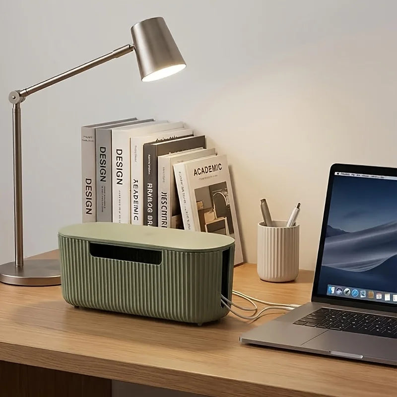 Power Strip Cable Management Box With Lid Abs Cord Organizer For Desk Office Home Wire Storage Produce Fridge Container