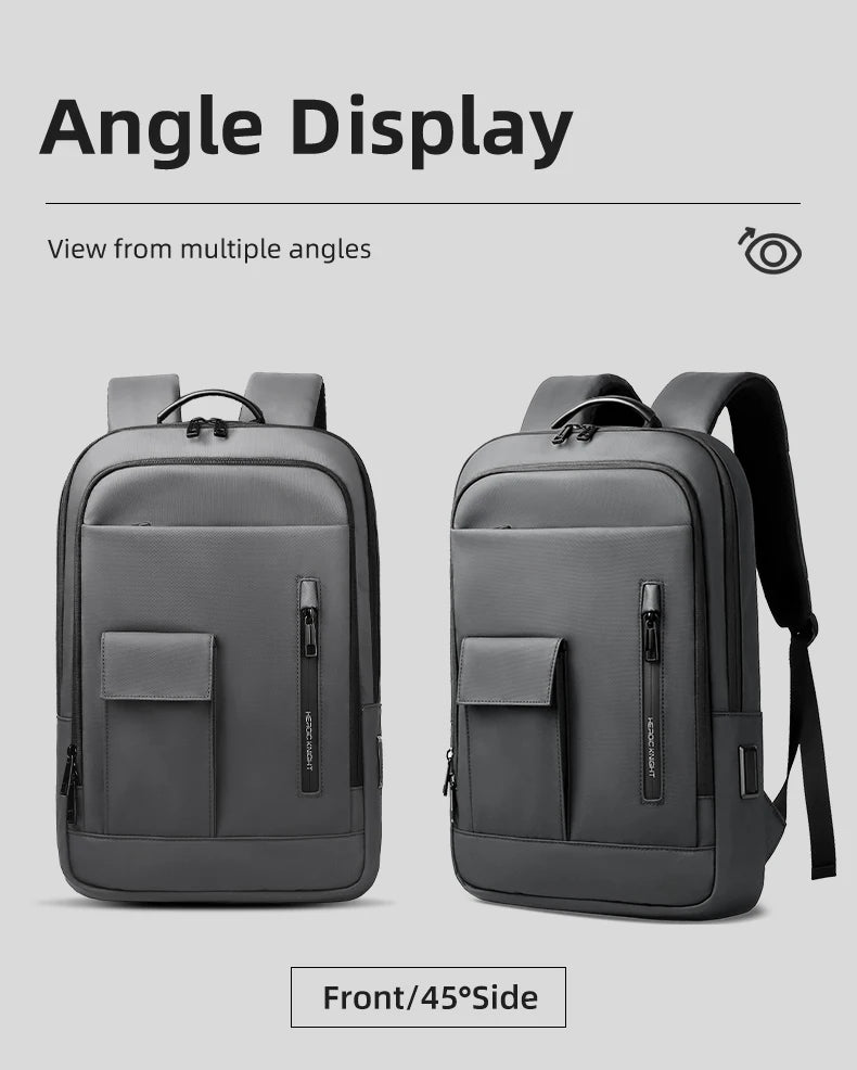HK Lightweight Business Backpack Men Waterproof 15.6 inch Laptop Backpack with USB Port Anti-theft College Computer Bag for Work