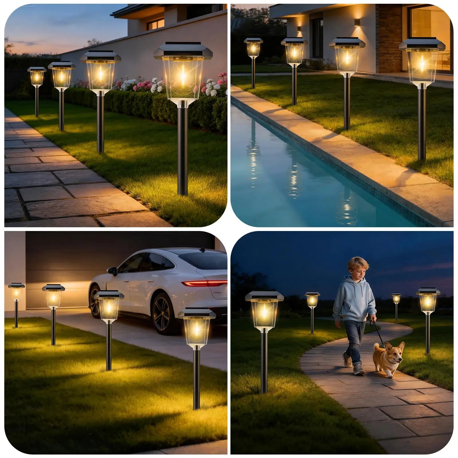 Solar Garden Lights Waterproof LED Auto Sensor Path Lighting Solar Energy Landscape Lamp For Outside Walkway Sideway Home