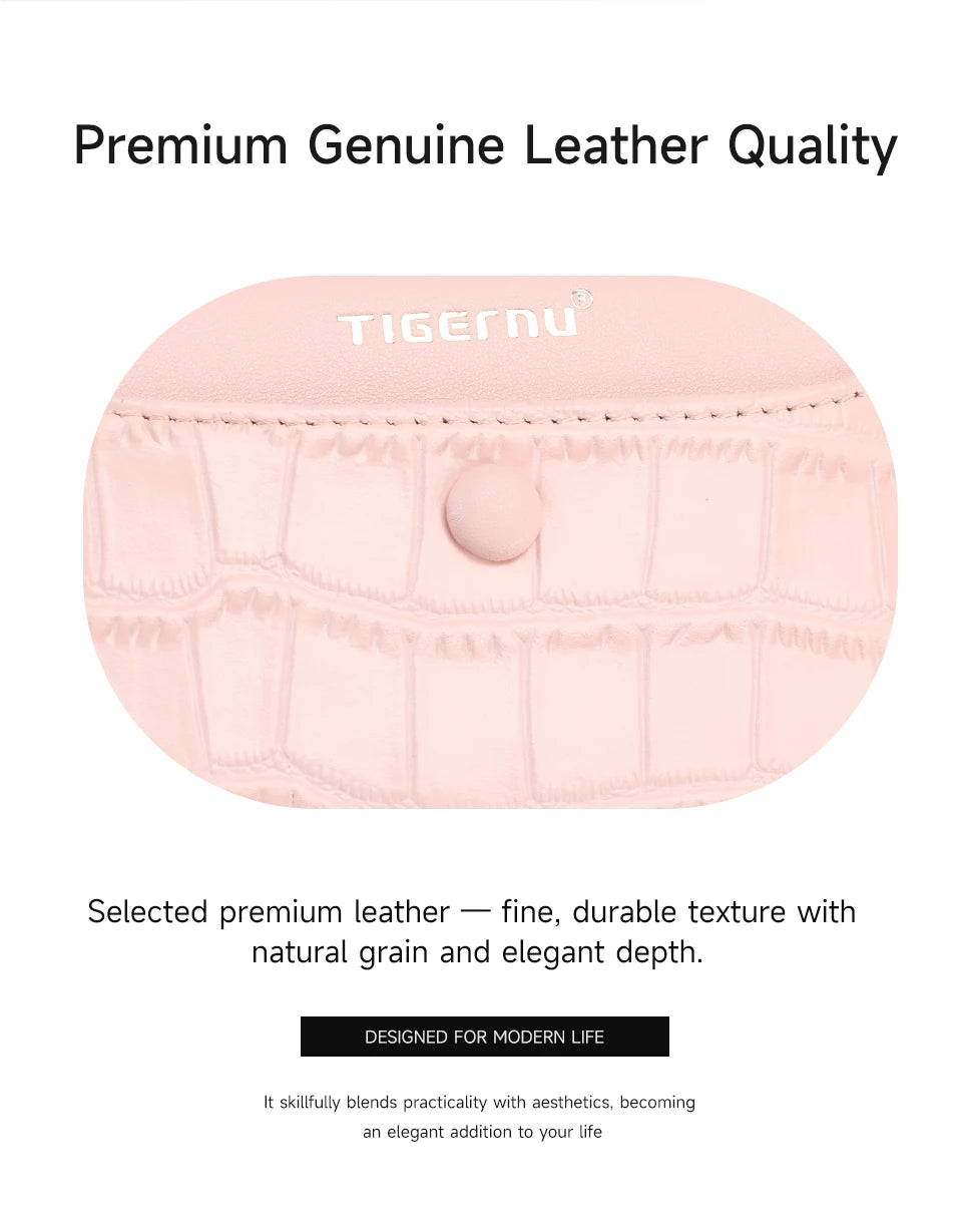 Tigernu Woman's Wallets Pink Card Wallet Purses For Woman Genuine Leather Coin Purses Light Women Card Holders Female Card Bags