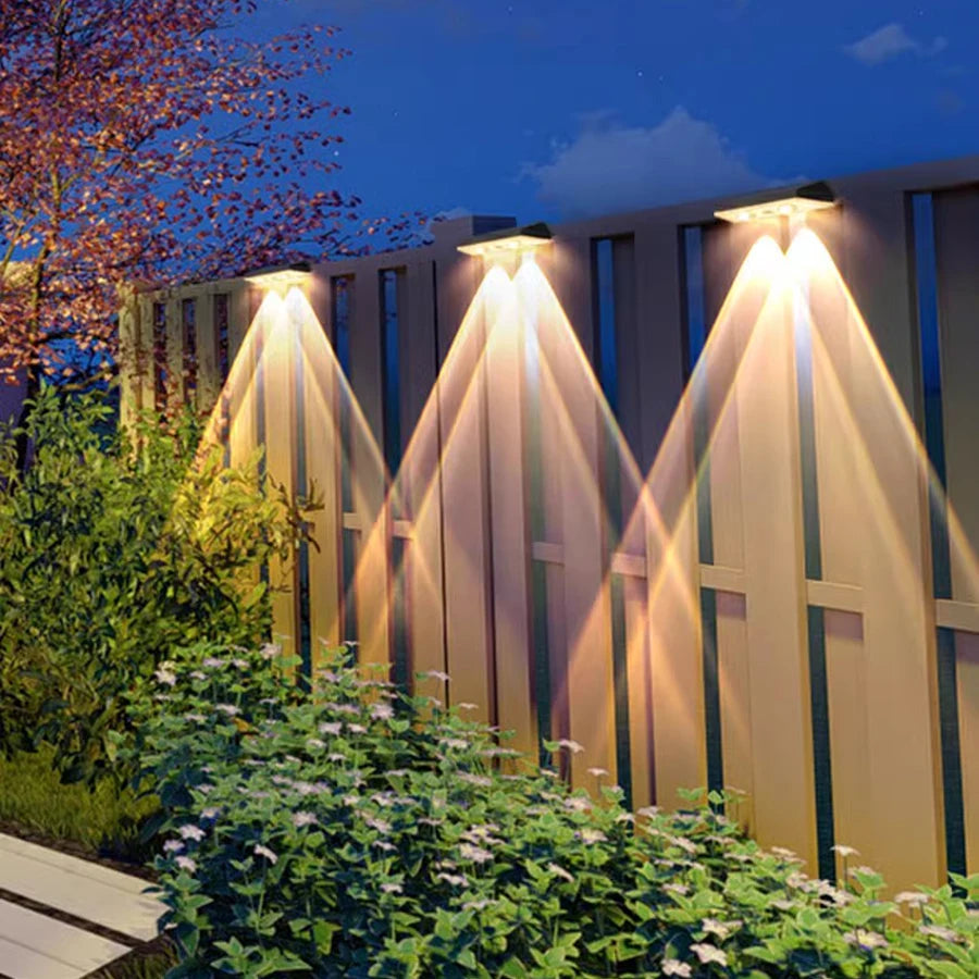 Solar Fence Lights Pathway Step Lights Outdoor Wall Lights Waterproof Decor Lamp for Garden Porch RGB and Warm White LED Solar