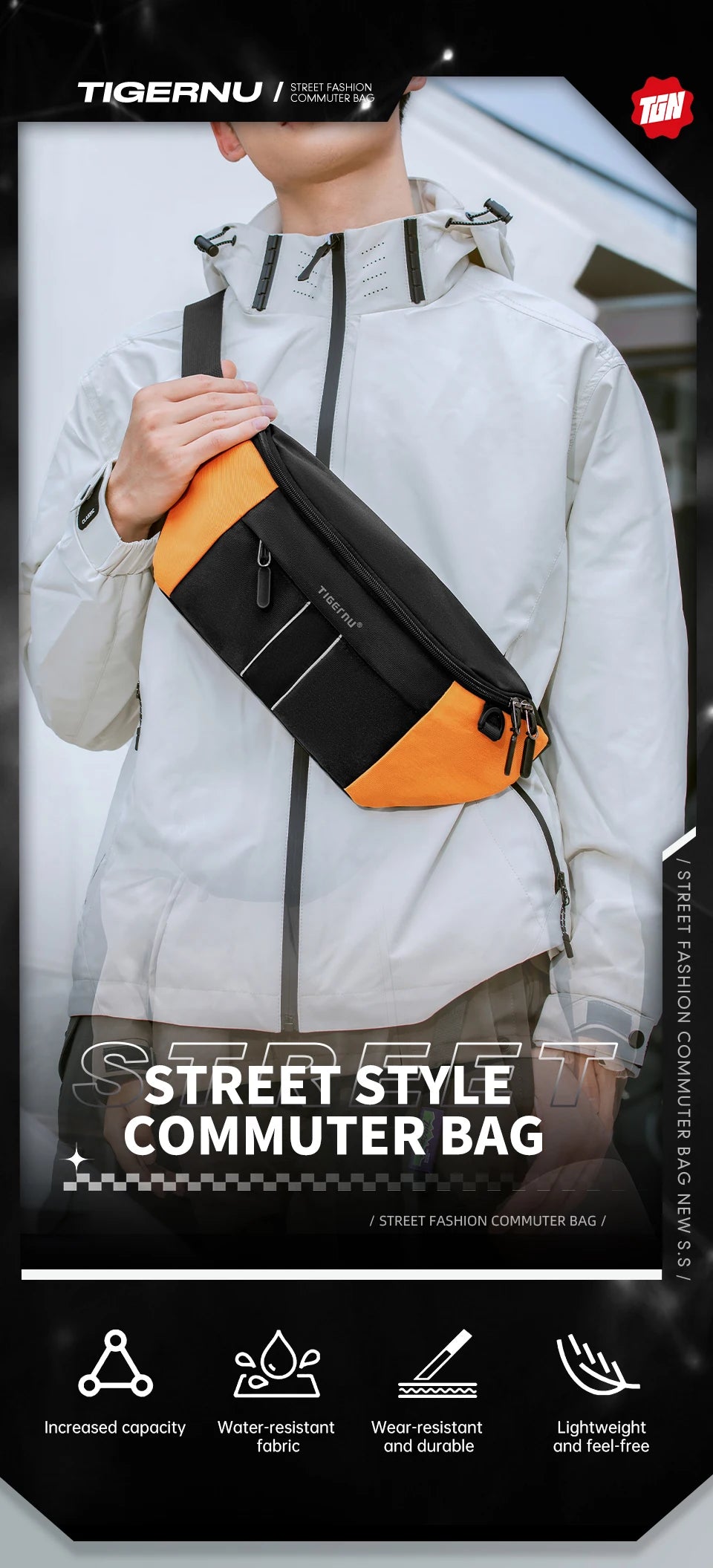 Tigernu Chest Bag For Men Fashion Shoulder Bag Multi-colors Bags Male Sling Bag Crossbody For Women Messenger Bags Boy Mini Bags