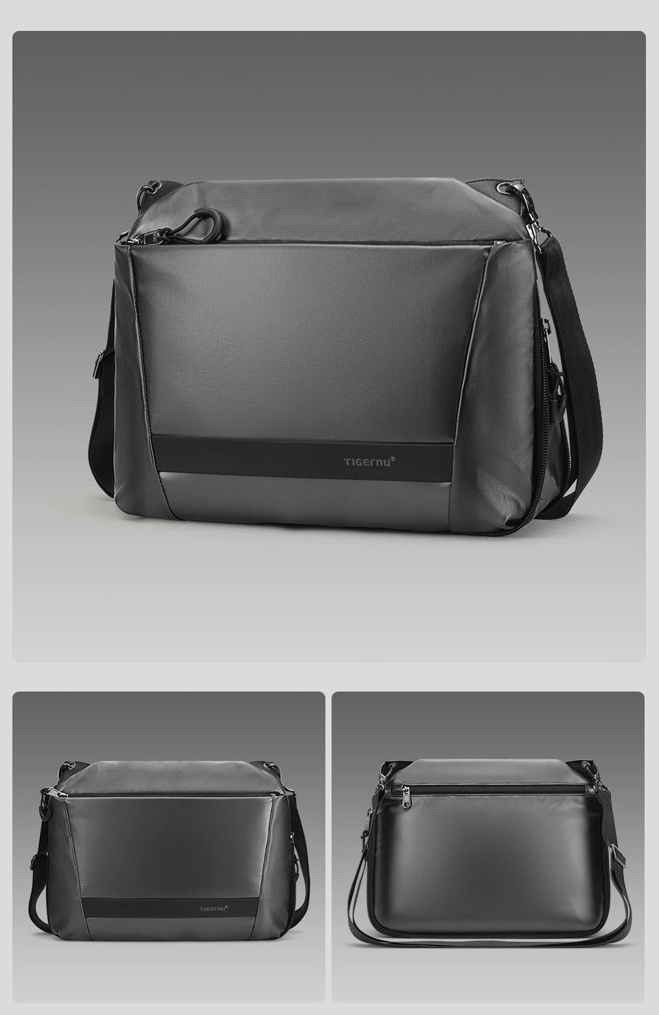 Tigernu Men Crossbody Bags 9inch Tablet Bag Shoulder Bags For Men Fashion Expandable Bags Handbag Sling Bags For College TPU Bag
