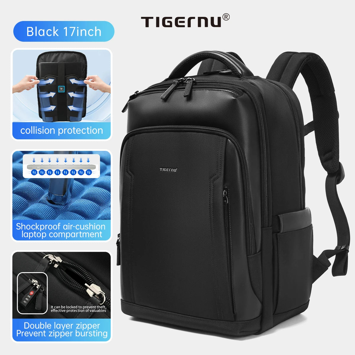 Tigernu Travel Backpacks for Men 14 15.6 17inch Laptop Backpacks Business Backpack Bags for Travel Knapsack Schoolbag
