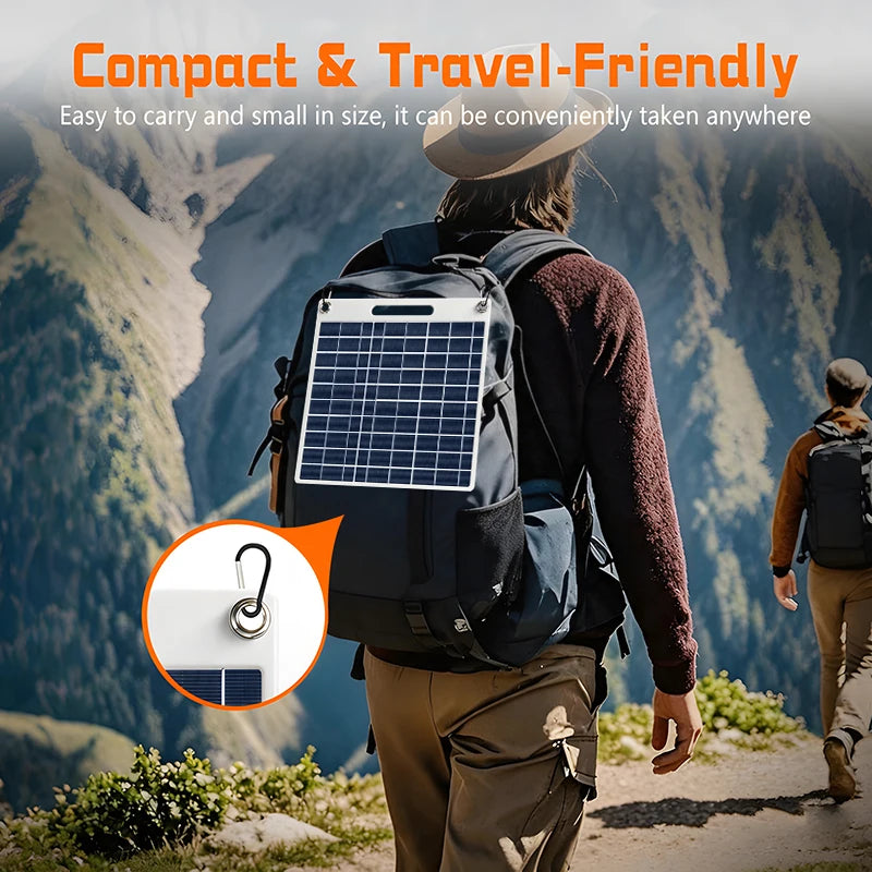 7W Solar Battery Charger Portable double USB-A Solar Panel Emergency Solar Battery Charger for Camping Hiking Doorbell Securit