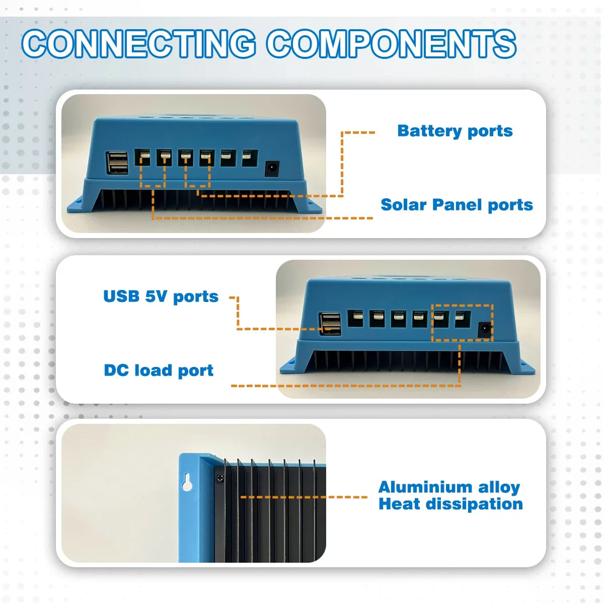 POWLSOJX MPPT Solar Charger 60A/80A/100A Selectable, Dual USB & 3-Stage Protection for Street Light/Home Power Systems