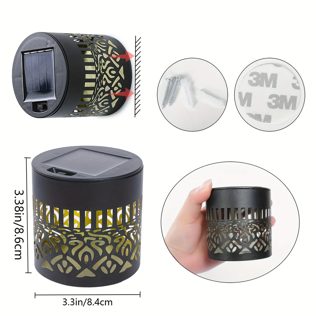 Solar Outdoor Wall Light Projector Waterproof Garden Lamp Patio Fence Decorative Hollow Lantern Lawn Yard Pathway Decor Lighting