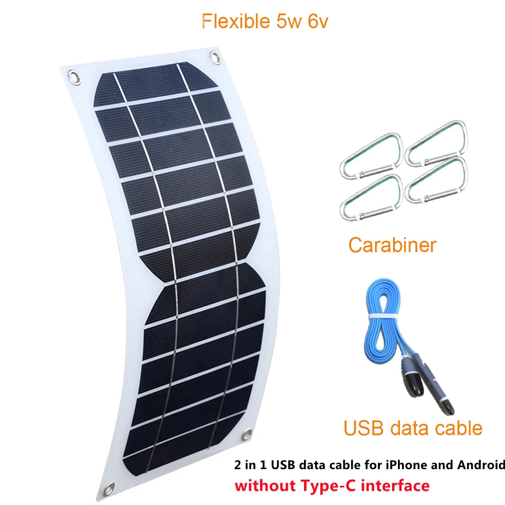 5W Solar Charger Flexible Solar Panel 5V 1A USB Output Solar Power Charging For Outdoor Camping Mobile Phone USB-charged Device