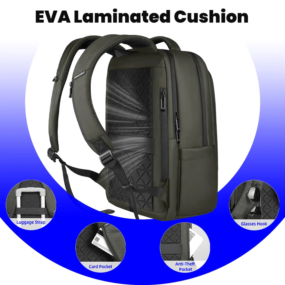 HK Multi Pocket Business Backpack Waterproof 17 inch Laptop Backpack with USB Charging Port School Bag for Men Computer Rucksack