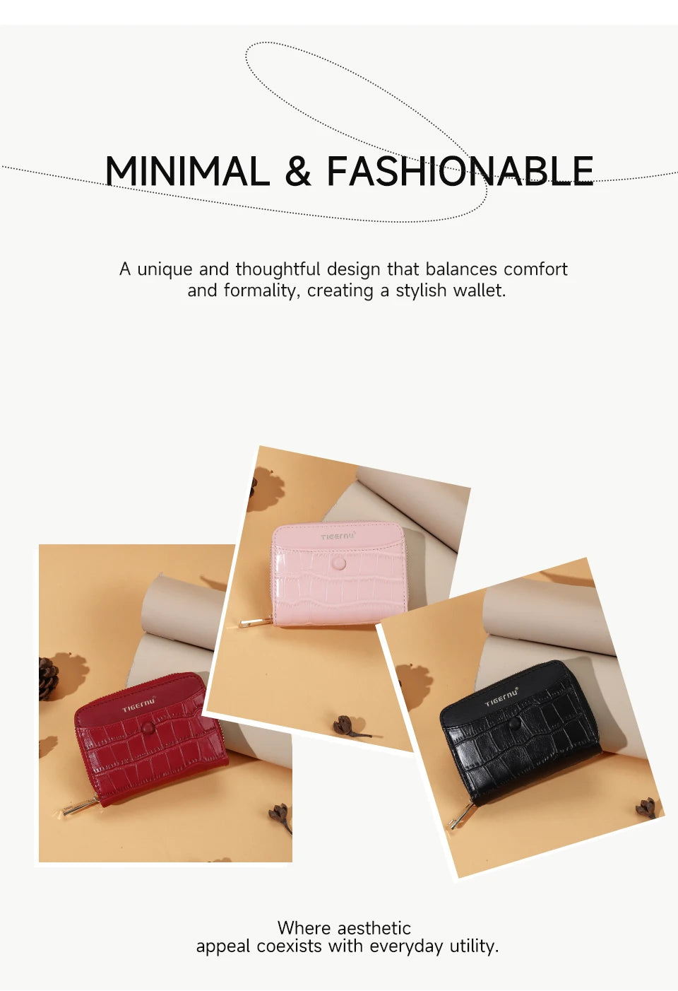 Tigernu Woman's Wallets Pink Card Wallet Purses For Woman Genuine Leather Coin Purses Light Women Card Holders Female Card Bags