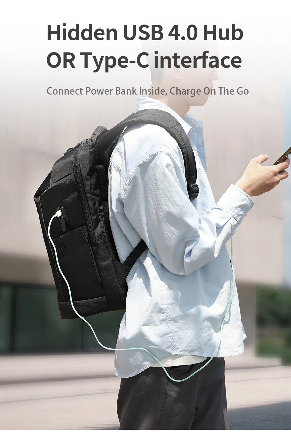 Tigernu Men's Backpack Large Capacity Travel Backpack Fashion Water Repellent USB Port School Backpack Bag Schoolbag Knapsack