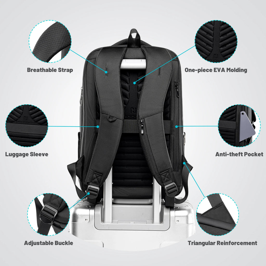 HK Business Backpack with USB Port 17 inch Laptop Bags for Men Waterproof Commute Daypack Large Capacity Travel Office Backpack