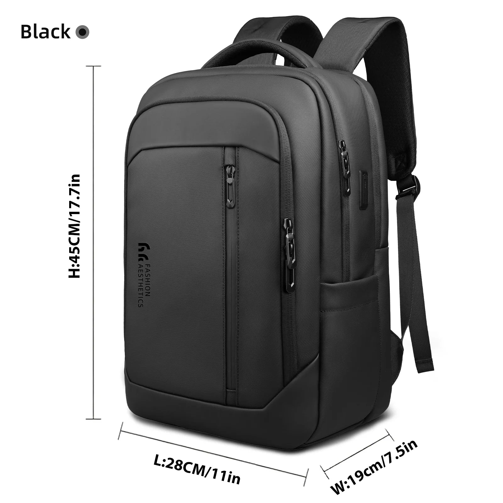 HK Multi Pocket Business Backpack Waterproof 17 inch Laptop Backpack with USB Charging Port School Bag for Men Computer Rucksack