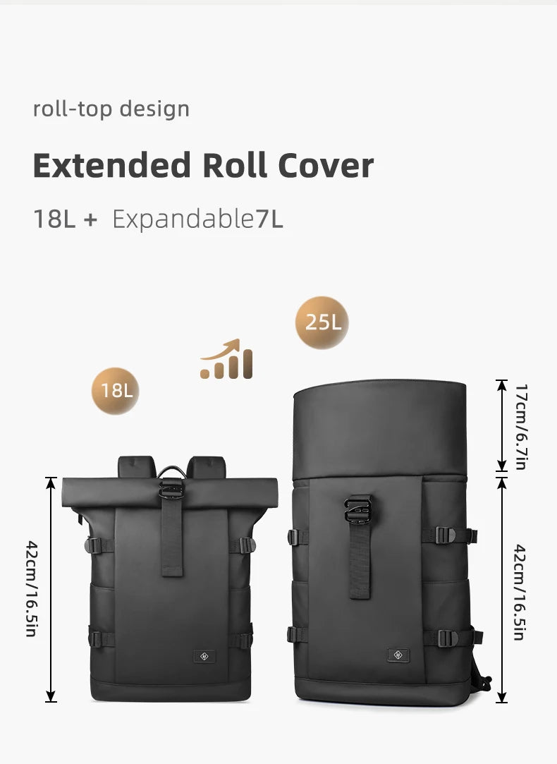 HK Expandable Travel Backpack for Men Large Capacity Hiking Rucksack Waterproof 17 inch Laptop Backpack Men's School Bag Daypack