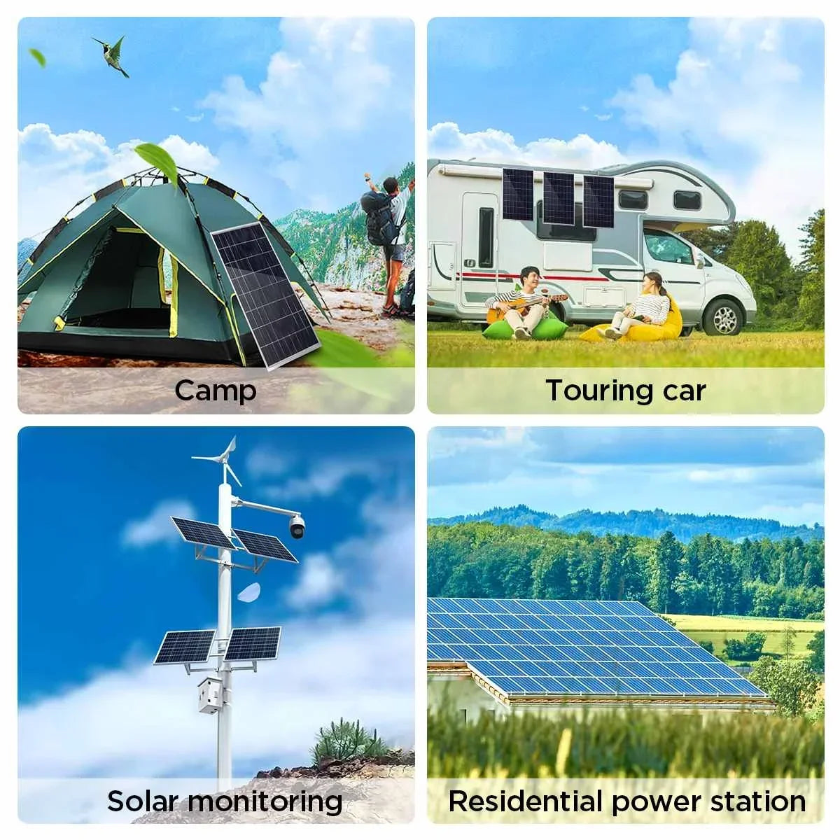 20W/H  Solar Panel Kit Complete12V Polycrystalline Power Portable Outdoor Rechargeable Solar Cell Solar Generator for Home