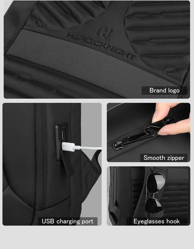 HK Minimalist Business Backpack Men Large Capacity Travel Backpack Waterproof 15.6 inch Laptop Bag with USB Port Daily Rucksack