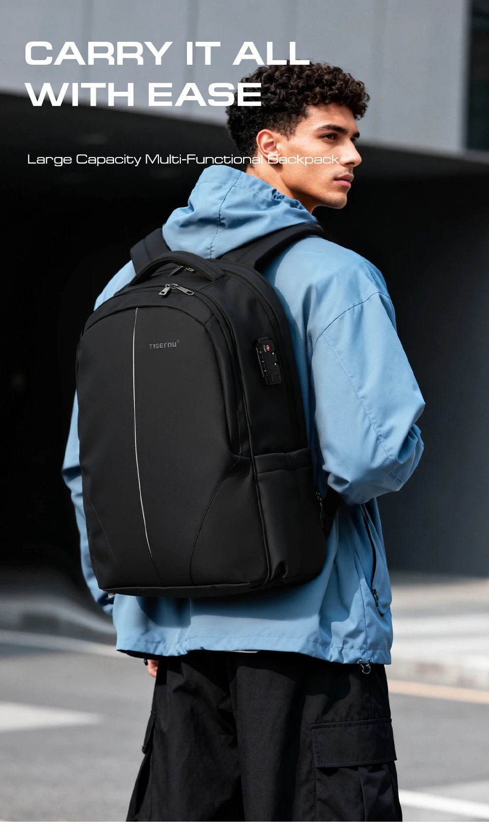 Tigernu Vacuum Compression Backpacks 15.6 17inch Laptop Backpack Men Automatic Vacuum Backpack No Pump Travel Backpack Bags TSA
