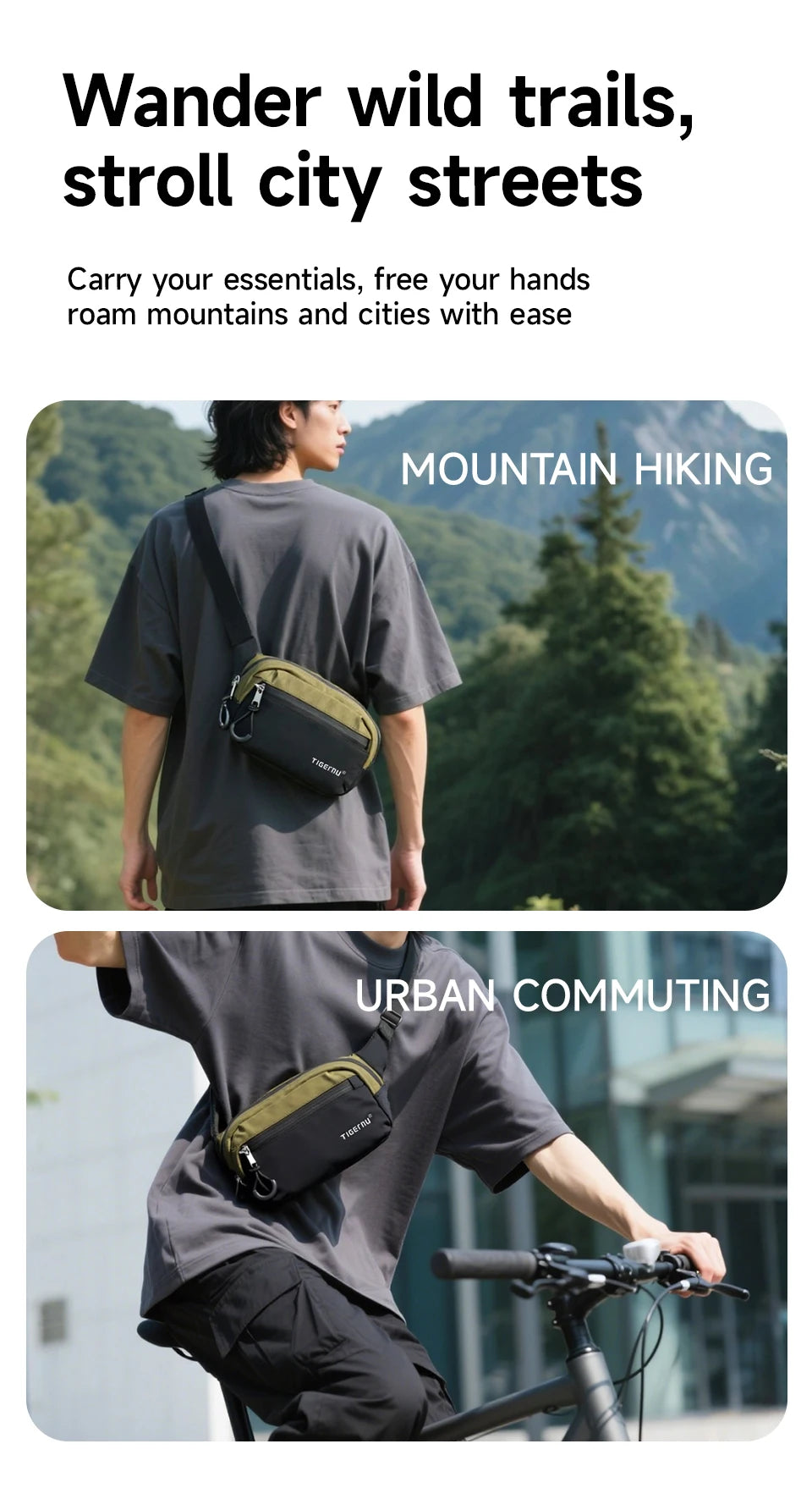 Tigernu Waist Pack Fanny Packs For Men Chest Bags Man Belt Pouch Casual Hip Sack Light Weight Shoulder Bag For Men Crossbody Bag