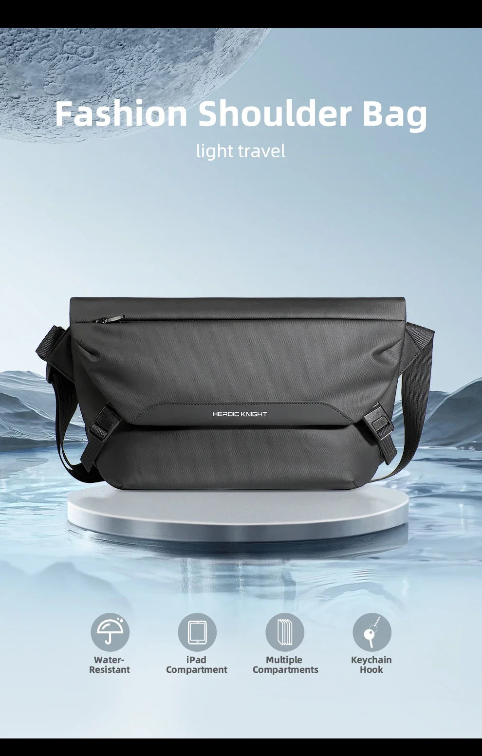 HK Minimalist Crossbody Bag for Men Waterproof Shoulder Messenger Bag Lightweight Sling Pack Casual Travel Chest Bag Shool Bag