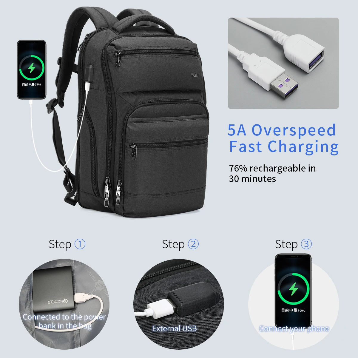 Tigernu Anti Theft Men Backpacks USB Charger Mochila 15.6inch Laptop Backpack Travel Backpacks Casual College Schoolbag Knapsack