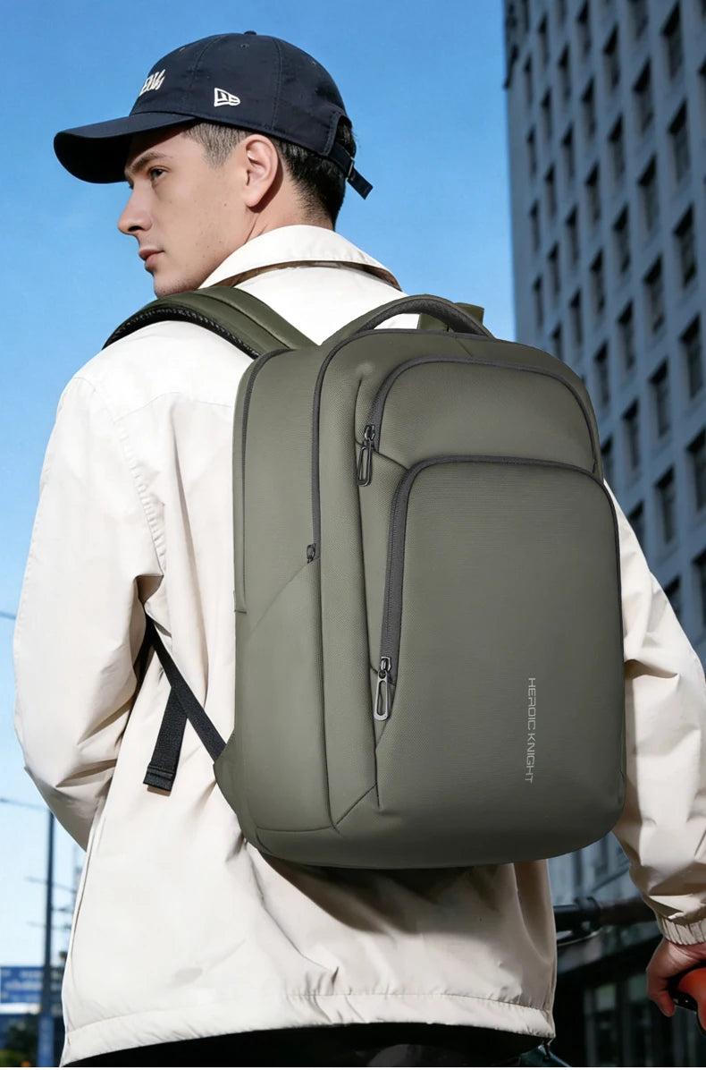 HK Casual Business Backpack for Men Travel Daypack Waterproof 17.3 Inch Laptop Bag for Work Office College Bag with USB Charging