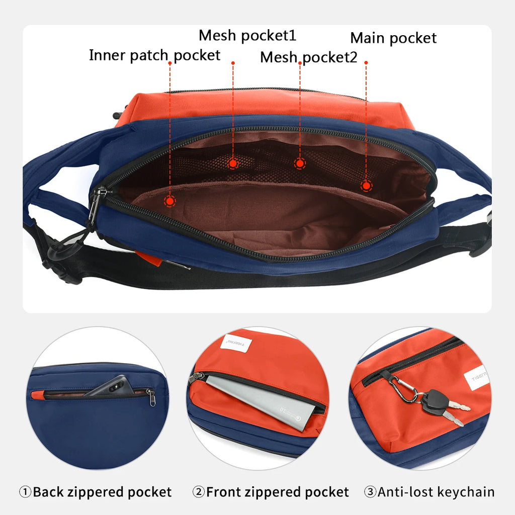 Tigernu Chest Bags For Men 7.9inch IPad Bag Lightweight Shoulder Bag Waterproof Crossbody Bag Male Mini Bags Sling Bag Handbag