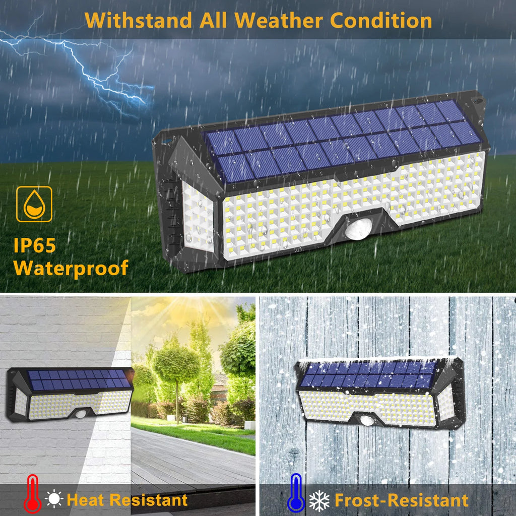 Solar Outdoor Lights 268 LED Solar Powered Motion Sensor Flood Lights IP65 Waterproof 3 Modes Wall Lamp For Outside Porch Yard
