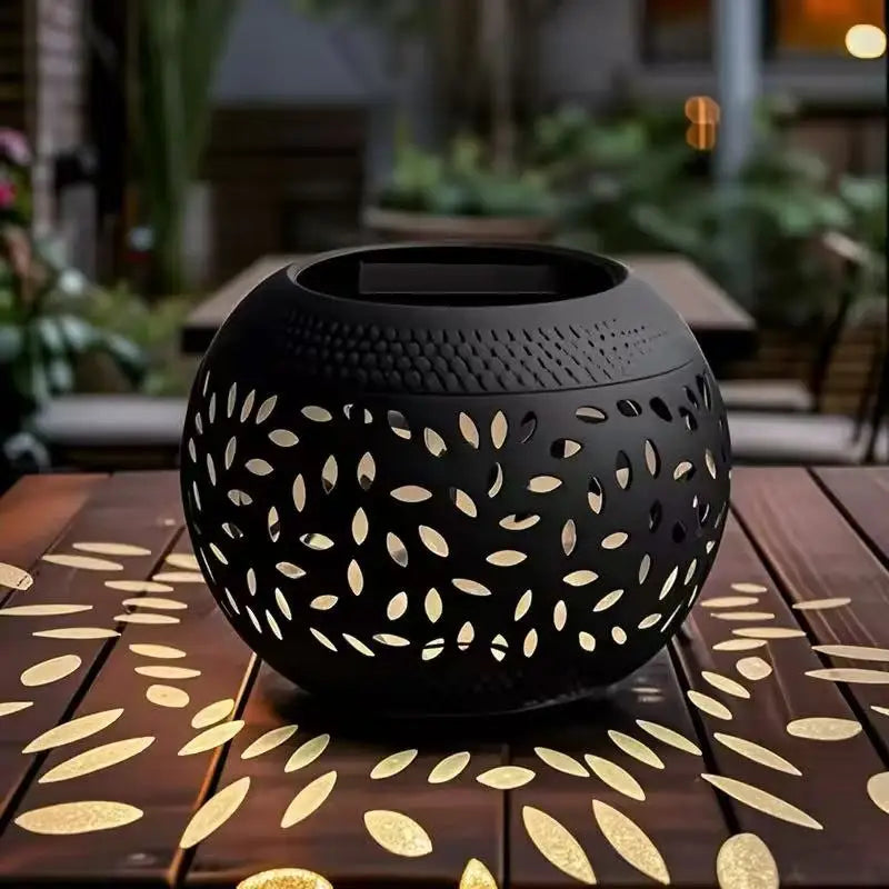 Solar Table Light Outdoor Solar Powered LED Lamp Hollowed-Out Metal Desktop Decorative Lantern Patio Garden light Desktop Light