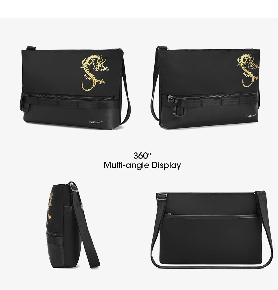 Tigernu Chinese Style Crossbody Bags For Men 9.7inch Tablet Shoulder Bags Mini Light-weight Travel Bags For Men Dragon Series