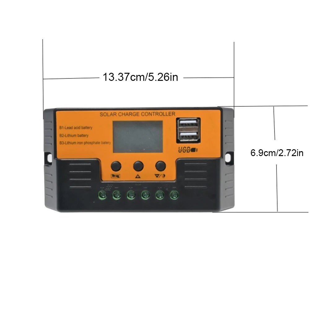 Solar Regulator 12V/24V 30A 20A 10A Solar Charge Controller Battery Charger LCD Display Dual Output USB 5V Solar Panel Controlle