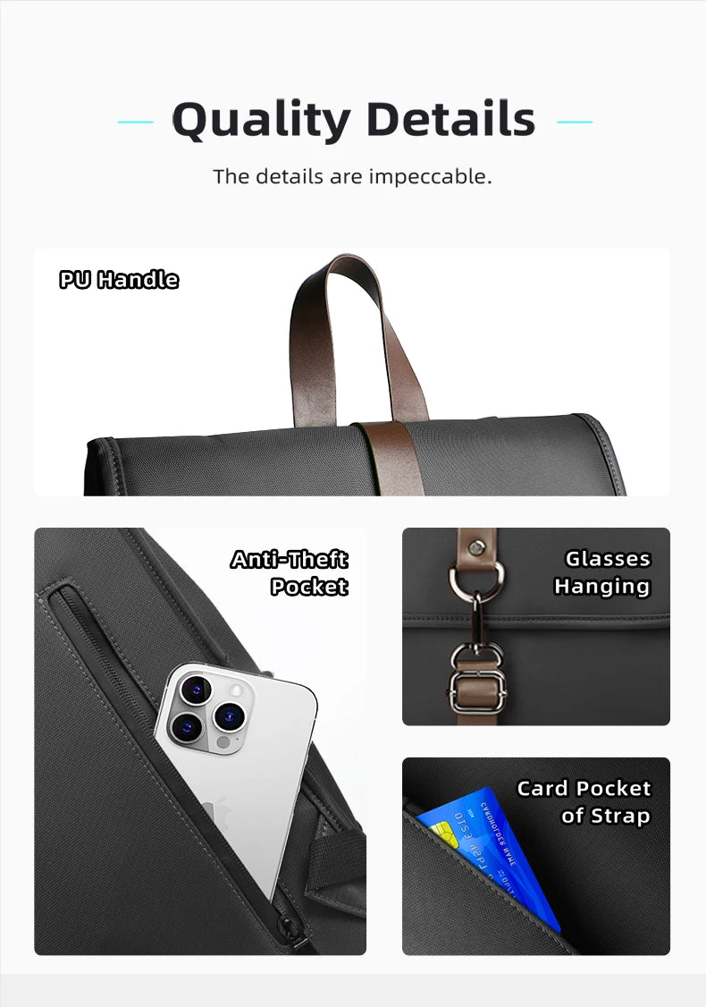 HK Classic Business Backpack For Men Casual 15.6 Inch Laptop Bag With USB Waterproof College School Bags Work Office Rucksacks