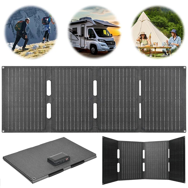 80W Folding Solar Panel IP65 Waterproof Portable Solar Panel Charger Solar Cell for Cell Phone Laptop Backpacking Camping Hiking