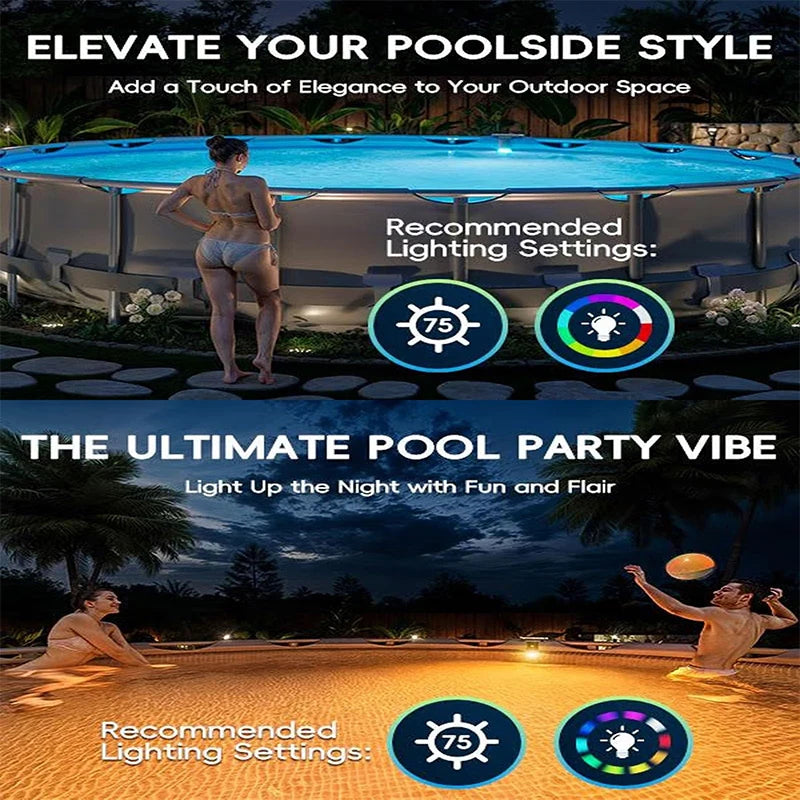 Solar Lights Outdoor Swimming Pool Wireless Light Sensing LED Diving Lights Rainproof Ambient Lamp Courtyard Lawn Garden Light
