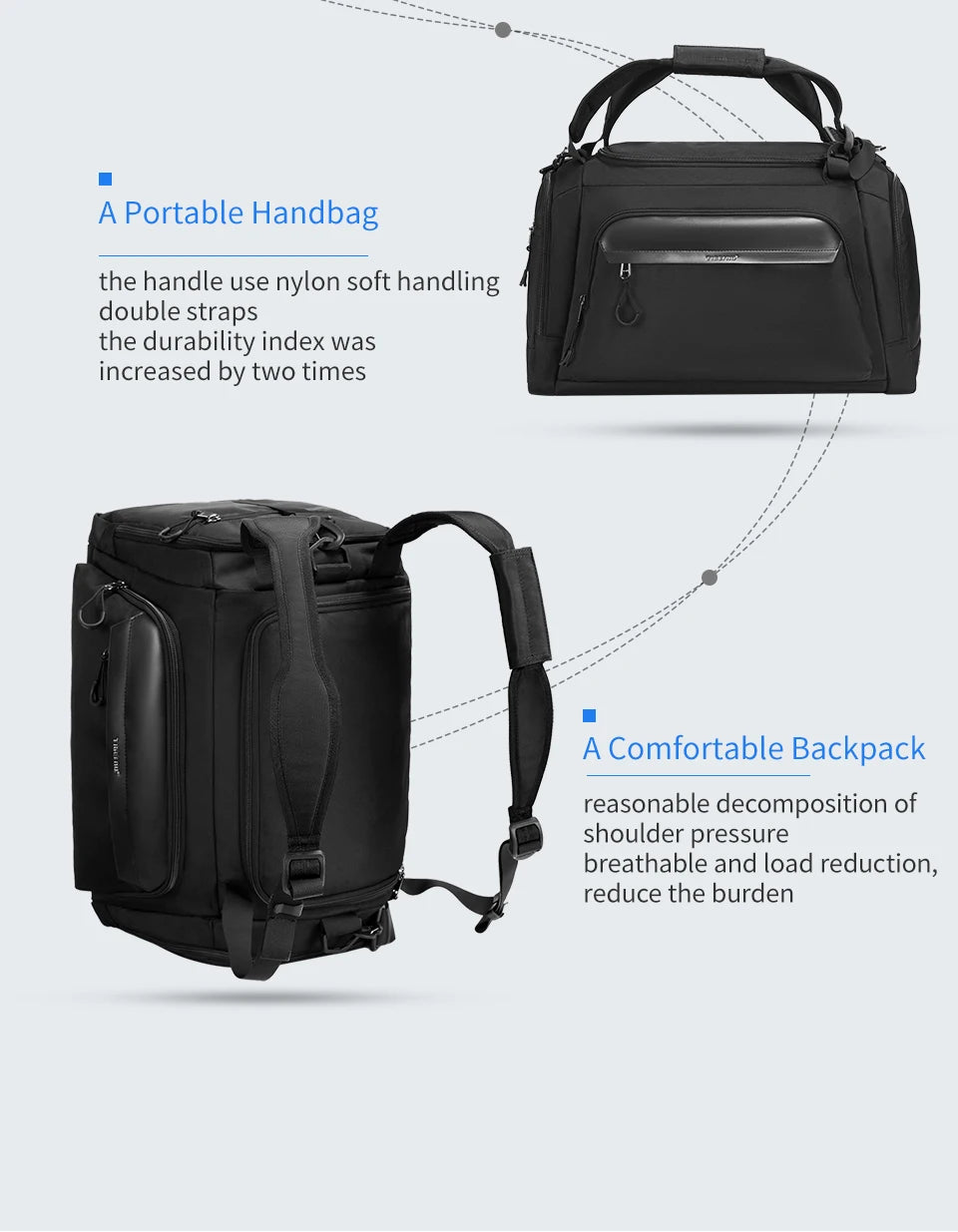 Tigernu Travel Bags For Men For Women 15.6inch Laptop Bag Handbag Waterproof Shoulder Bags Men Sport Bags For Gym Fitness Bags
