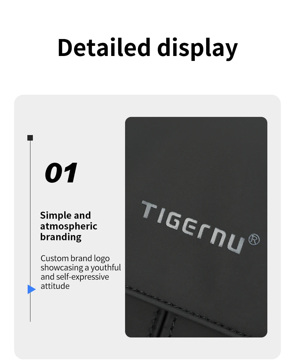 Tigernu Chest Bag Men 9.7inch IPad Pack Korean Style Shoulder Bag Waterproof Crossbody Bag Men's Anti-Theft Pack TSA